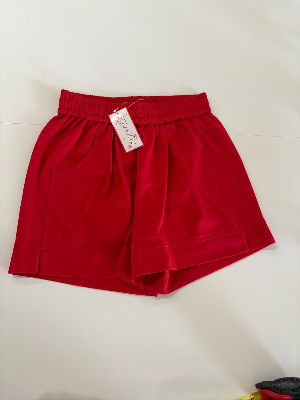 Joy Joy Jessica Red High-Waist Elastic Casual Shorts